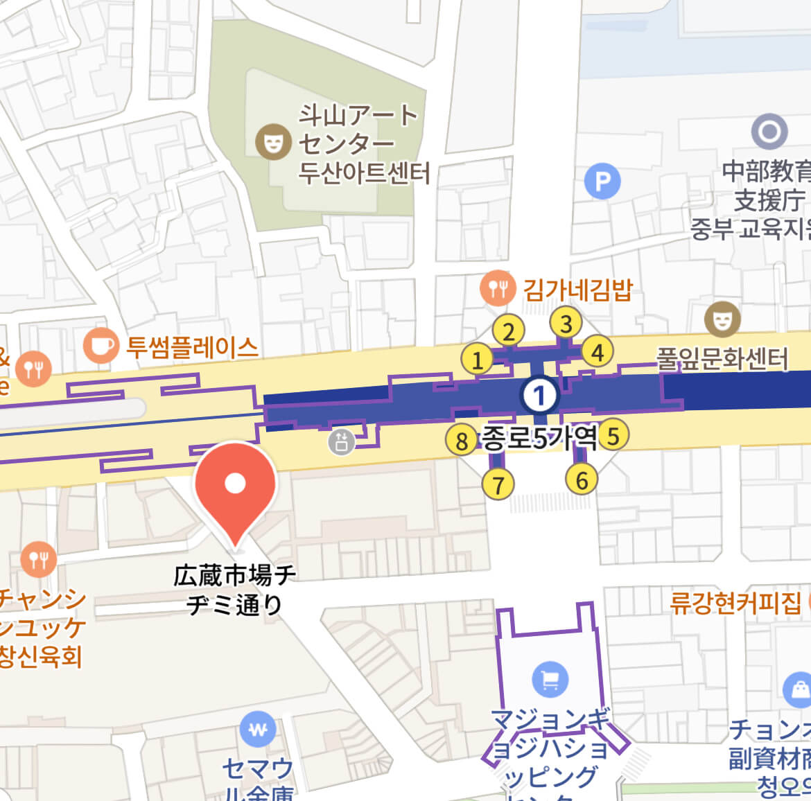 広蔵市場 行き方 地図